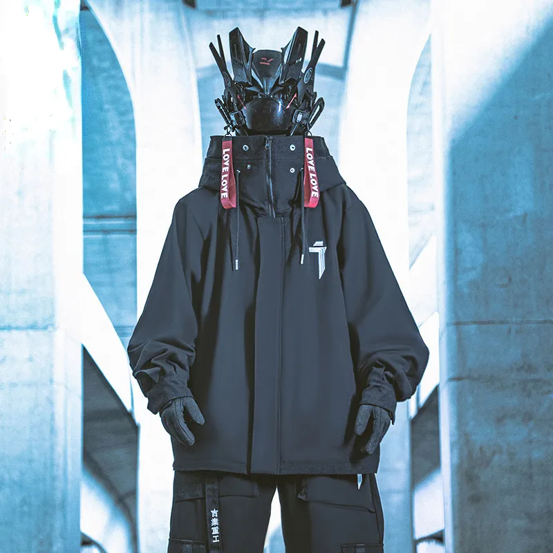 DHgate.com:Dark Cyberpunk Windbreaker Hoodie: Oversized Hip