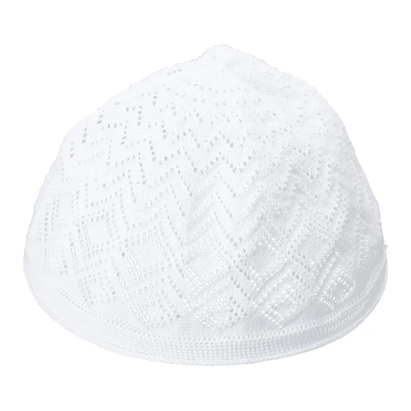 Islamic Muslim Hat Namaz Topi Kufi MEN Cap Off-white / Ivory size 56 cm