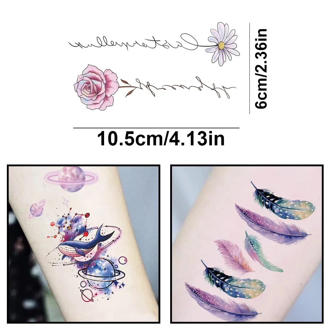 Amazon.com : OIIKI Flower Temporary Tattoo Stickers 30