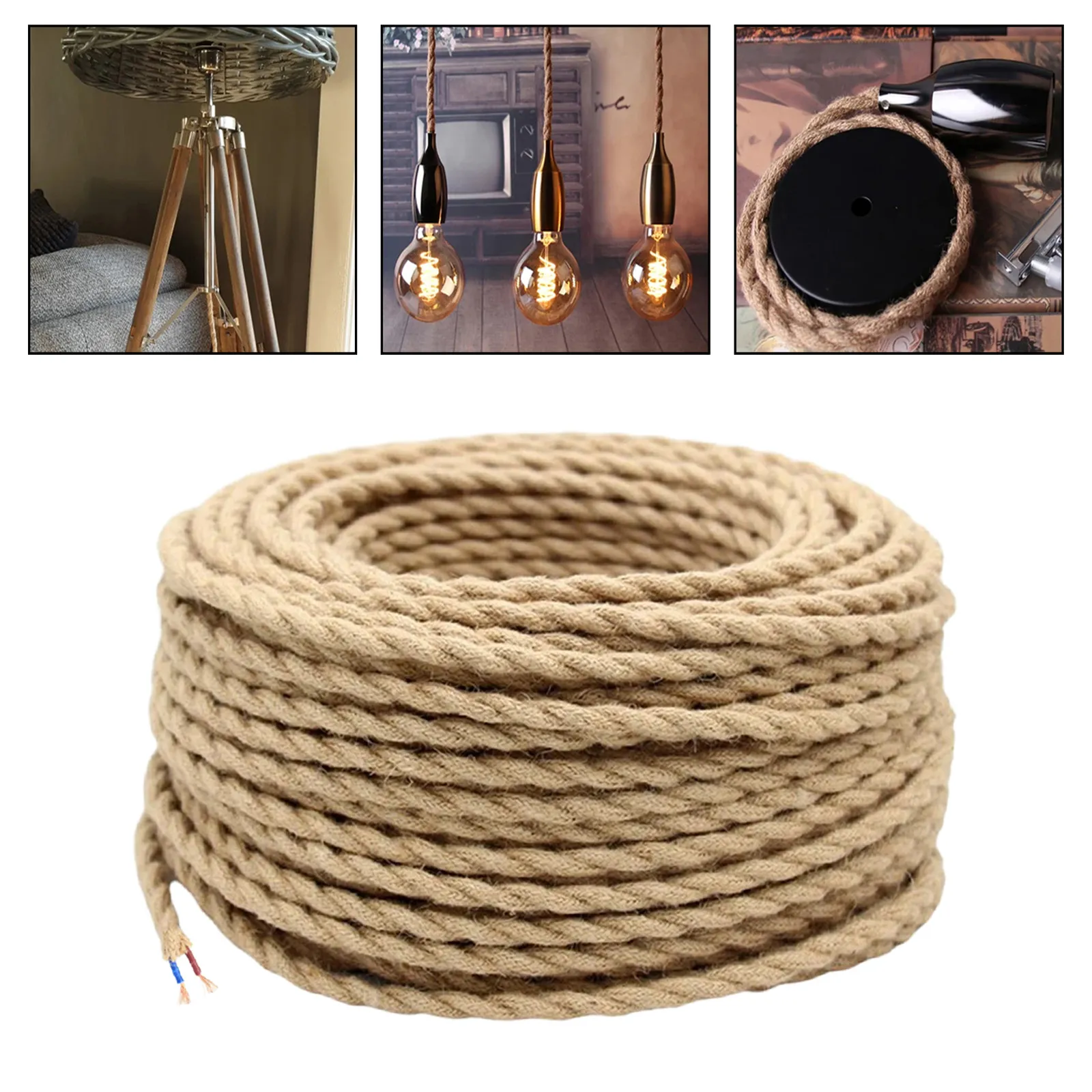 Rope Lamp Cord Ceiling Pendant Light Fixture for Table Lamps