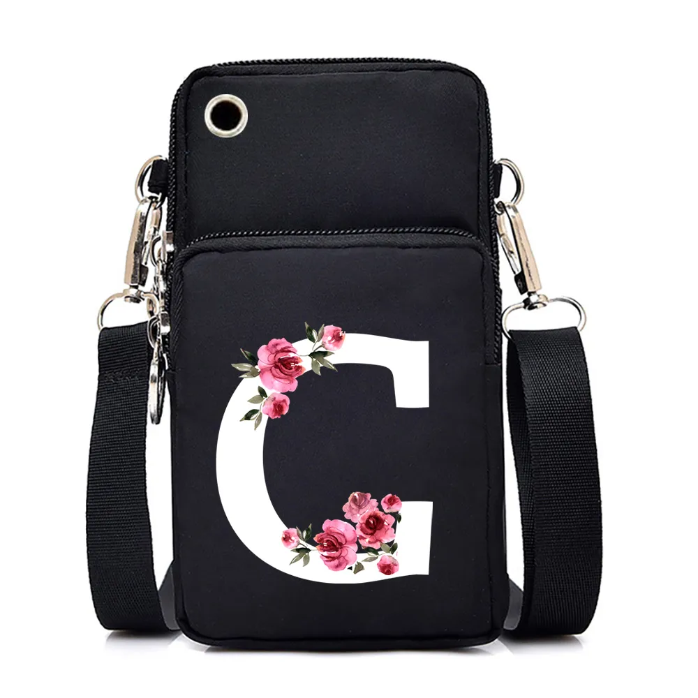 Rose Small Crossbody Phone Bag For Women Floral Alphabet A Z 2024 Vertical Messenger Purse Hanging Neck Handbag From Ddmyaug 8.68 DHgate.Com