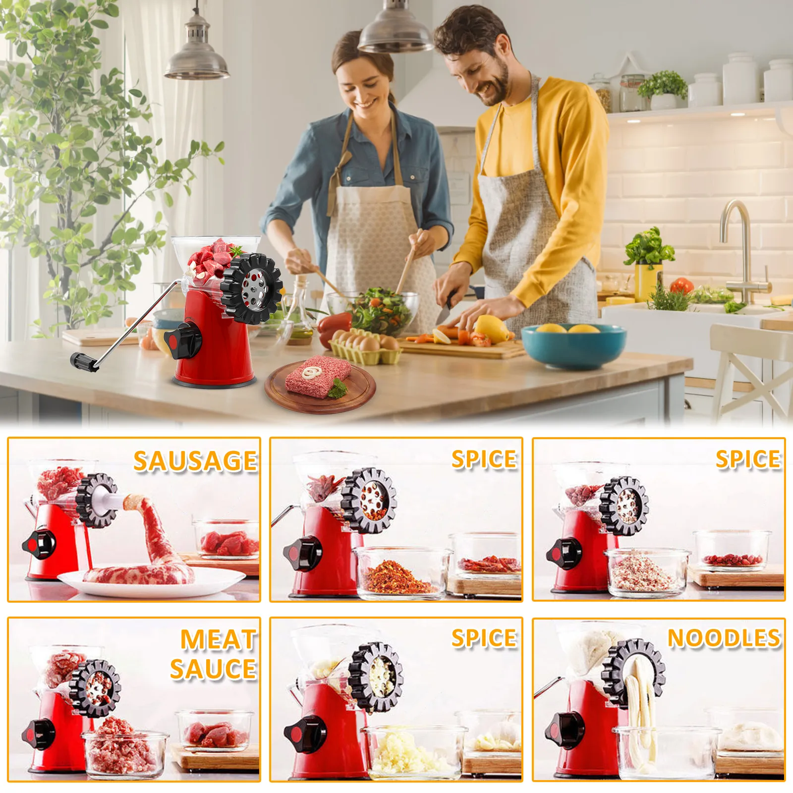 Manual Meat Grinder Machine: Hand Crank Food Grade Kitchen Meat