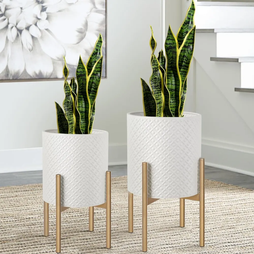 Planters for Indoor Plants Set of 2 with Iron White Pots and Gold Plant  Stands, 10in and 12in Floor Nursery Pots from Dhgate Lawn Mower - price  82.03