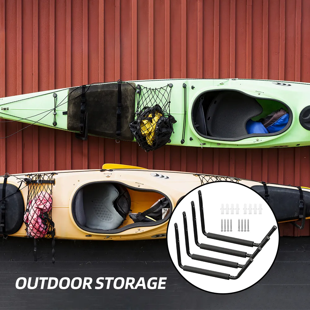 4pcs Heavy Duty Kayak Wall Hangers for Garage Shed Jumbo Hooks for Canoe Surfboard Ladders Easy Mount Storage Racks