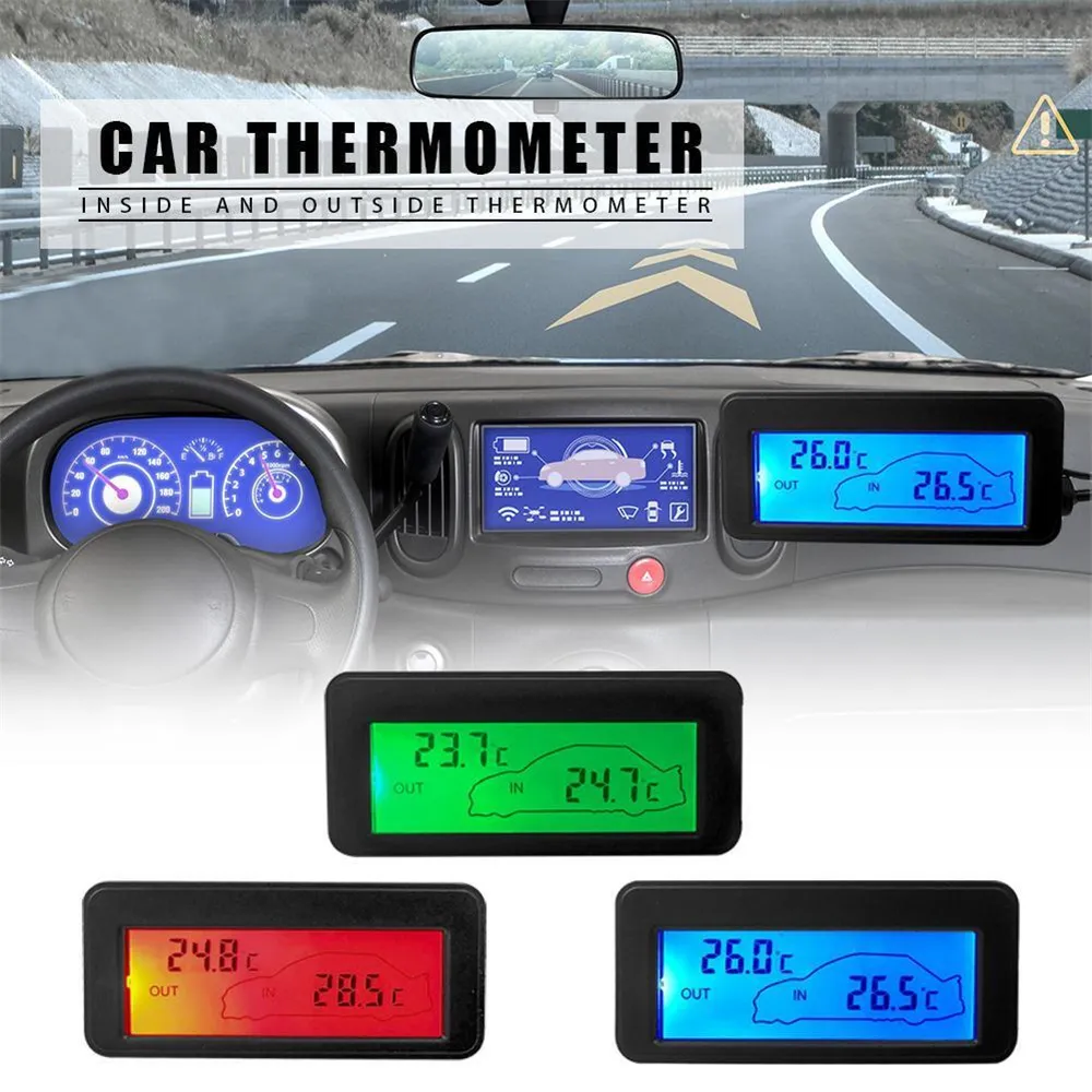 Buy Pdtoweb 12V Car LCD Digital Display In/Outside Thermometer - Foto 10