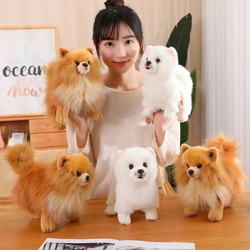 DHgate 2024Lifelike Pomeranian Plush Dog Toy Super Soft Realistic Puppy Pet Dolls for Kids Toys Gifts