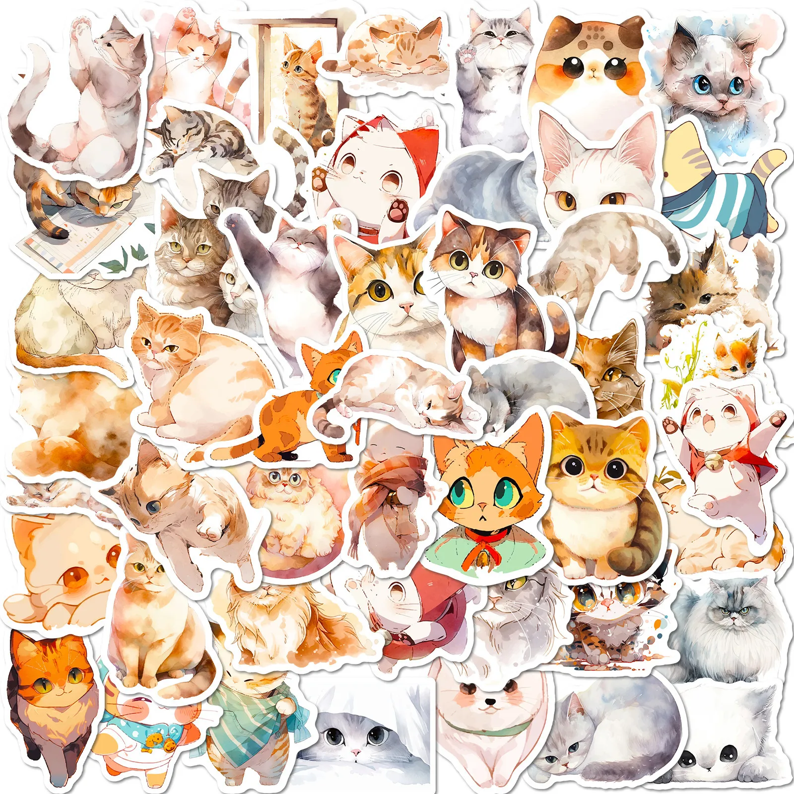 DHgate.com:50PCS Cute Cat Stickers Vinyl Waterproof Funny Cartoon Cats ...