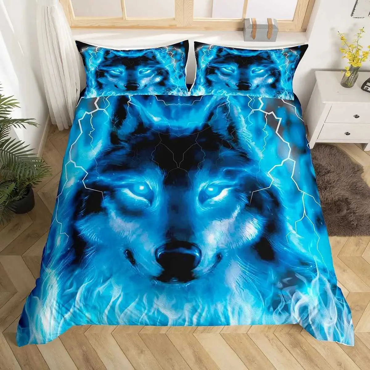 Wolf Printed Twin Size Cool Comforter Sets For Boys Bedroom Misty Duvet Cover And Comforter With Wild Animals Decor Set H240521 8L2A From Us little rock 30.23 DHgate.Com