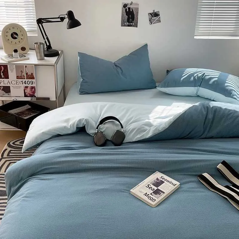 Soft Cotton Bedding Set 4Pcs Duvet Cover Sheet Pillowcases All Sea