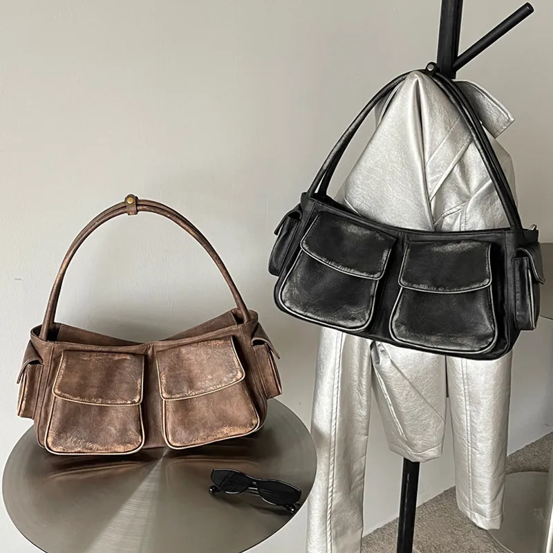 Vintage Y2K Moto Biker Shoulder Bag For Women PU From