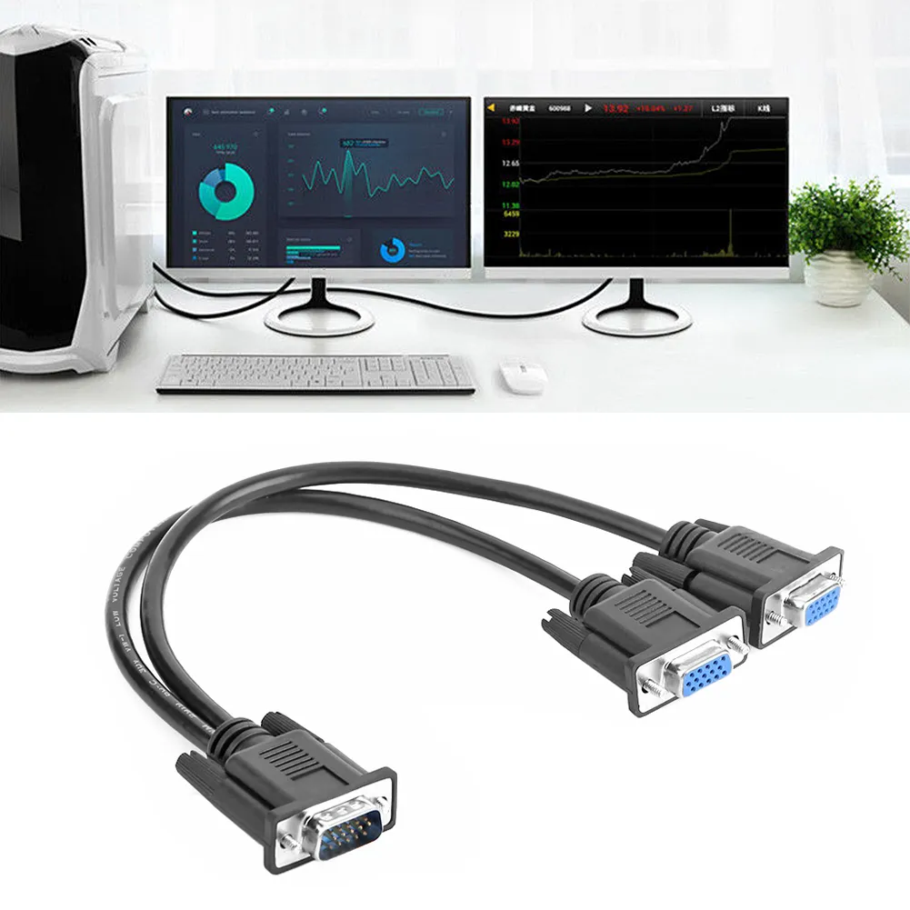 How To Connect Two Monitors With Vga Dual Monitors Two Vga To One