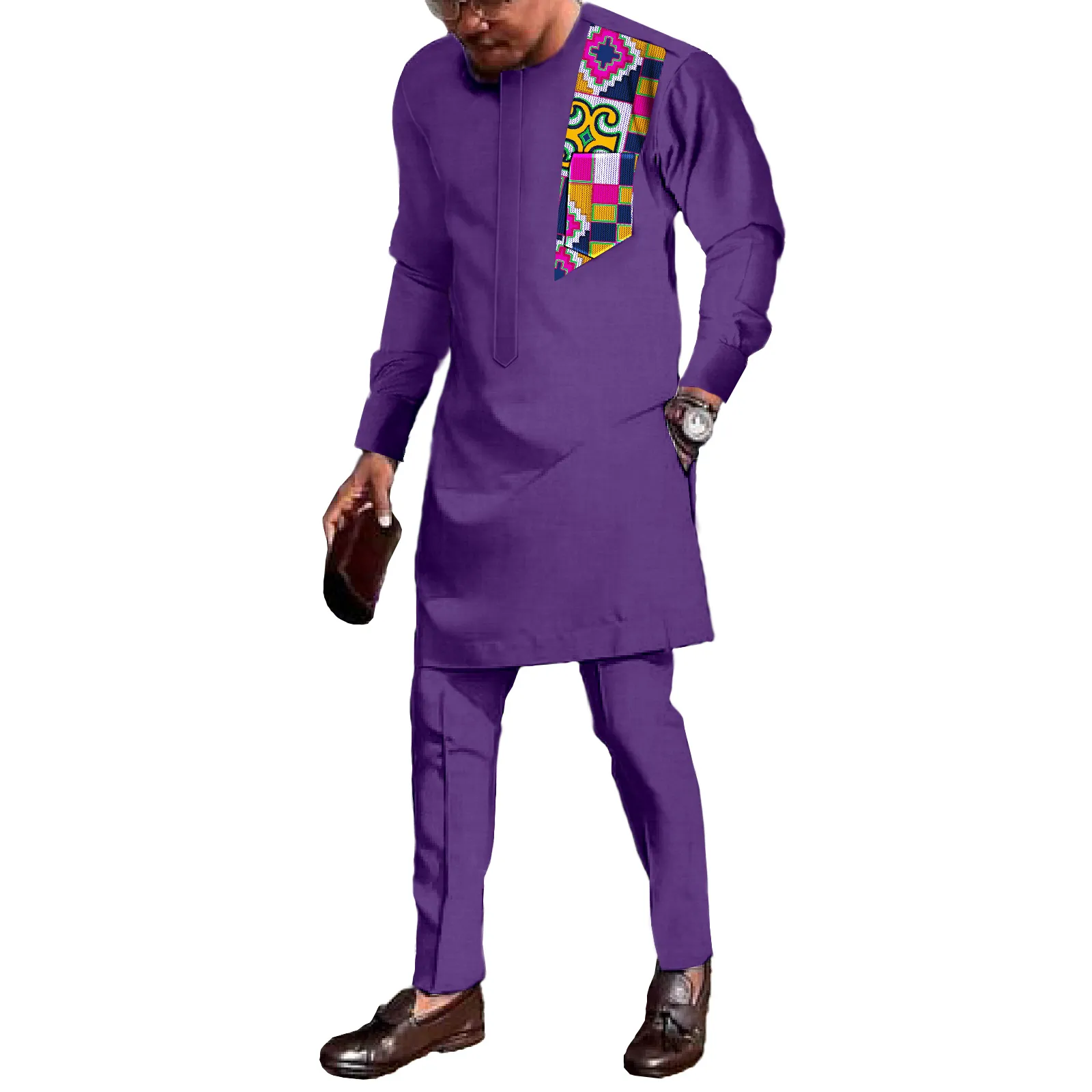 ZSJR African Men's Formal Clothes Dashiki Shirt and Pants