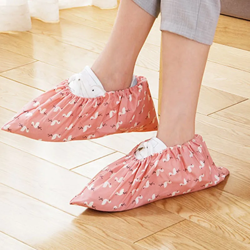 Washable Cloth Shoe Covers Reusable Elastic Indoor Antiskid Solid Color Dustproof Overshoes