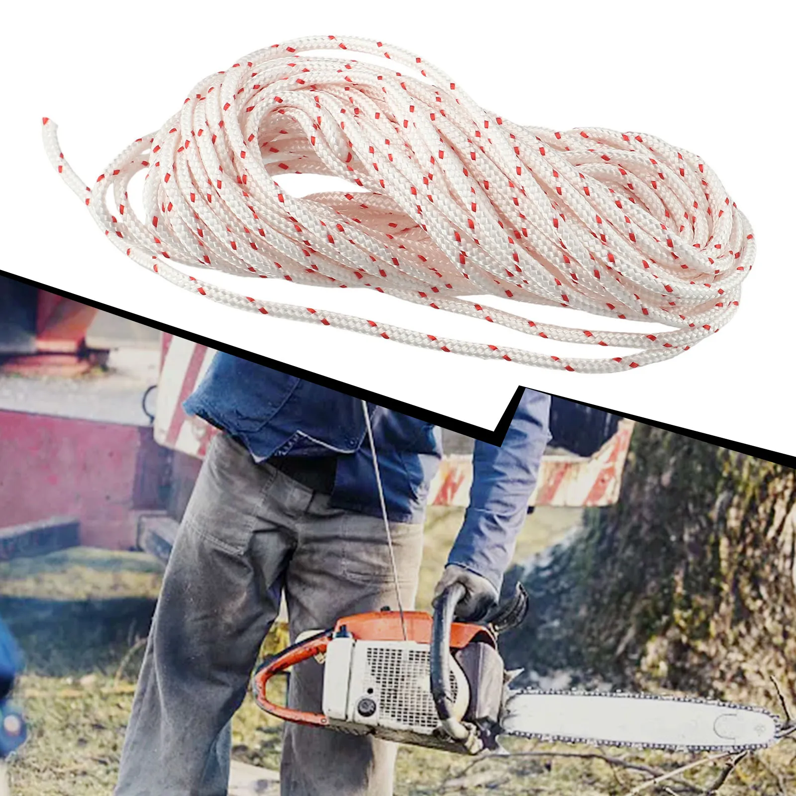 2024 3.5mm x 10m Pull Cord Recoil Starter Rope Replacement for Lawn Mower Chainsaw Trimmer Edger Engine Parts Durable Easy Installation