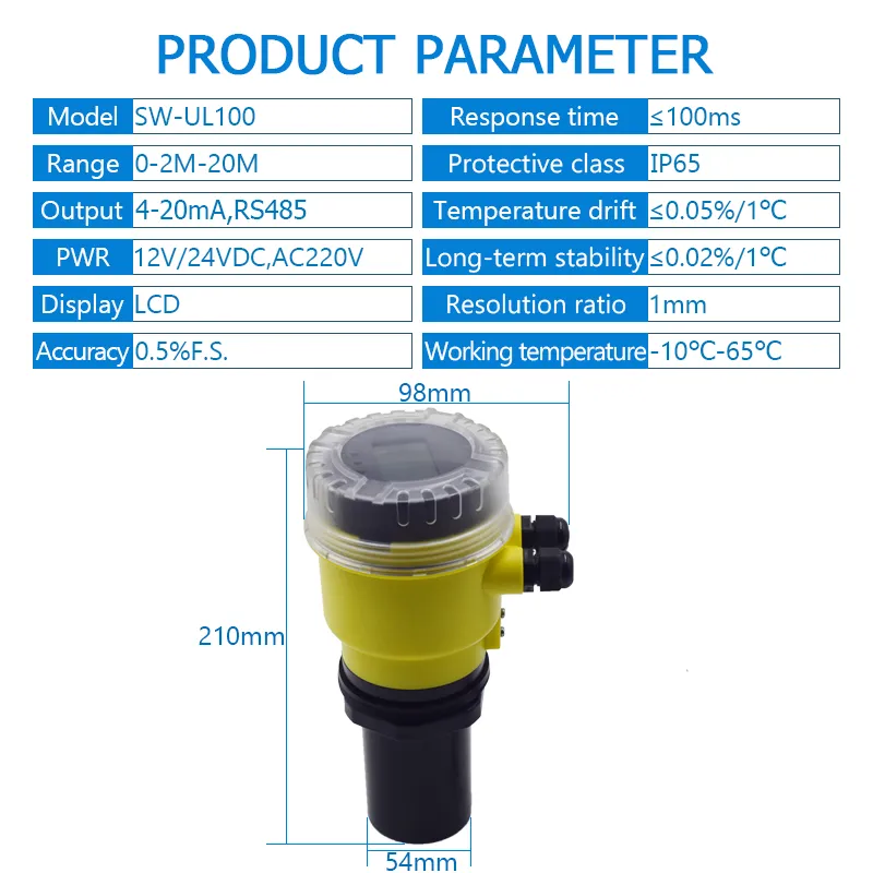 Smart Water Level Sensor: Ultrasonic 0 20M Liquid Depth Gauge For Water ...