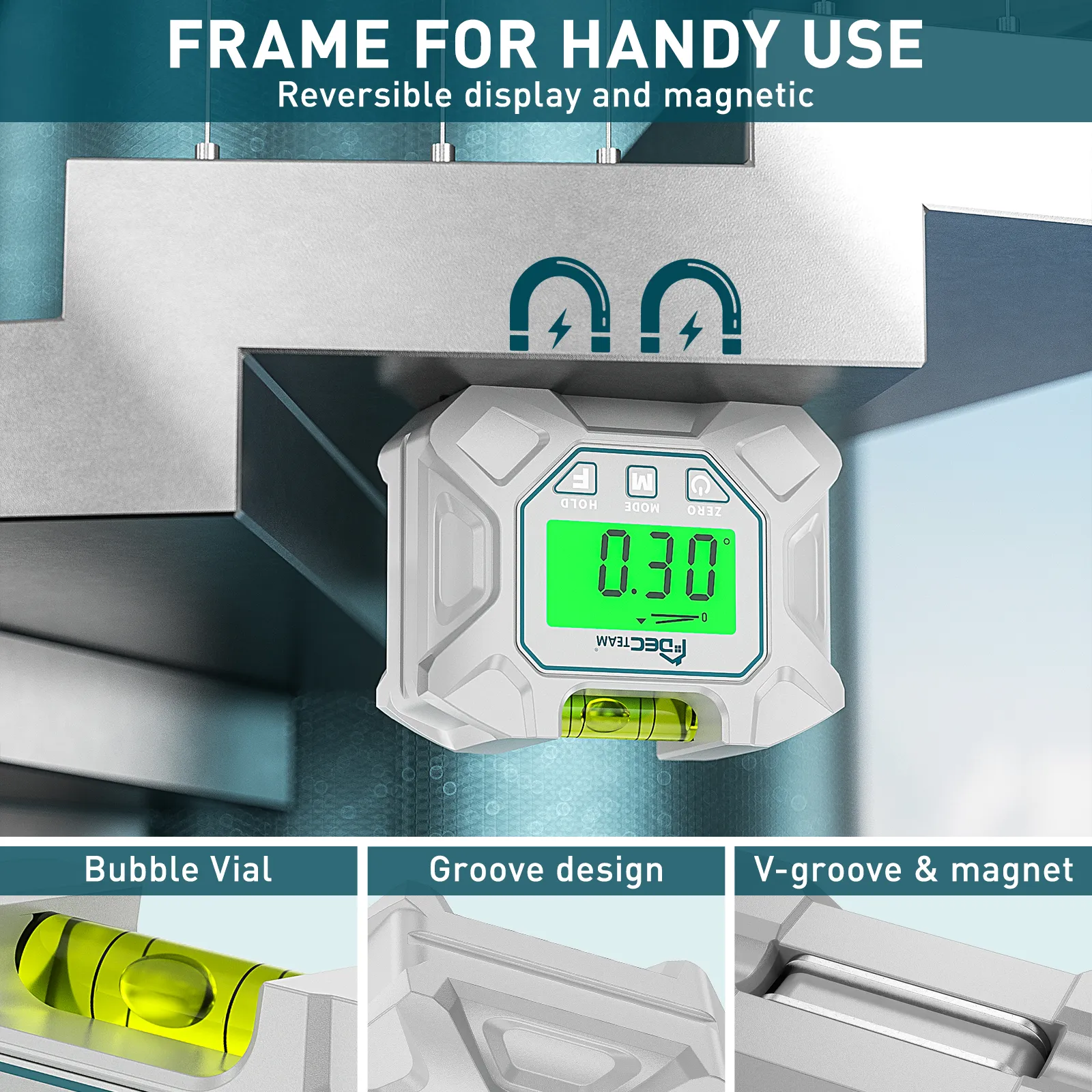 BGS Germany Digital Protractor/Level - 3-in-1 Digital Angle Finder & DoPmeter