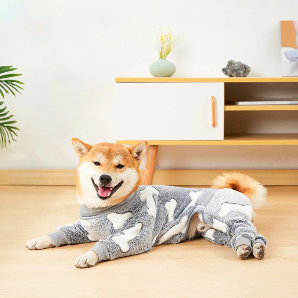DHgate Warm Soft Fleece Dog Pajamas for Small Dogs Puppy Cat Jumpsuit for Winter Indoor Home Clothing Pet Supplies