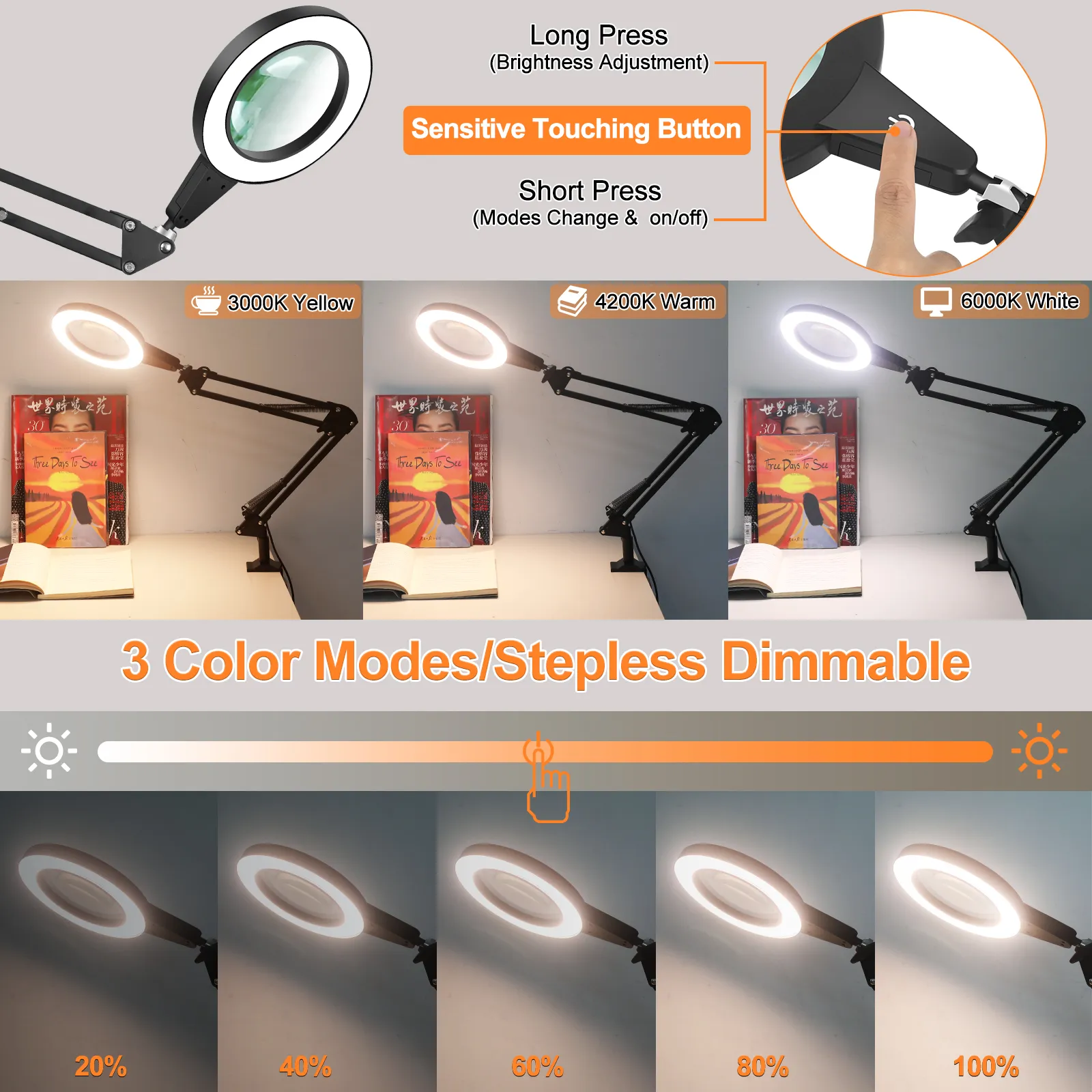 NEWACALOX 5X Glass Man Magnifier With Touch Control 108 SMD LED Desk Lamp 3 Lighting Modes And Welding Magnifying Glass Man For Repair From Homepro17 39.76 DHgate.Com