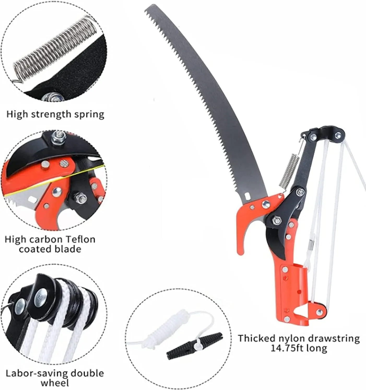 12 FT Pole Saw Fo Tee Timming 2-in-1 Adjustable Manual