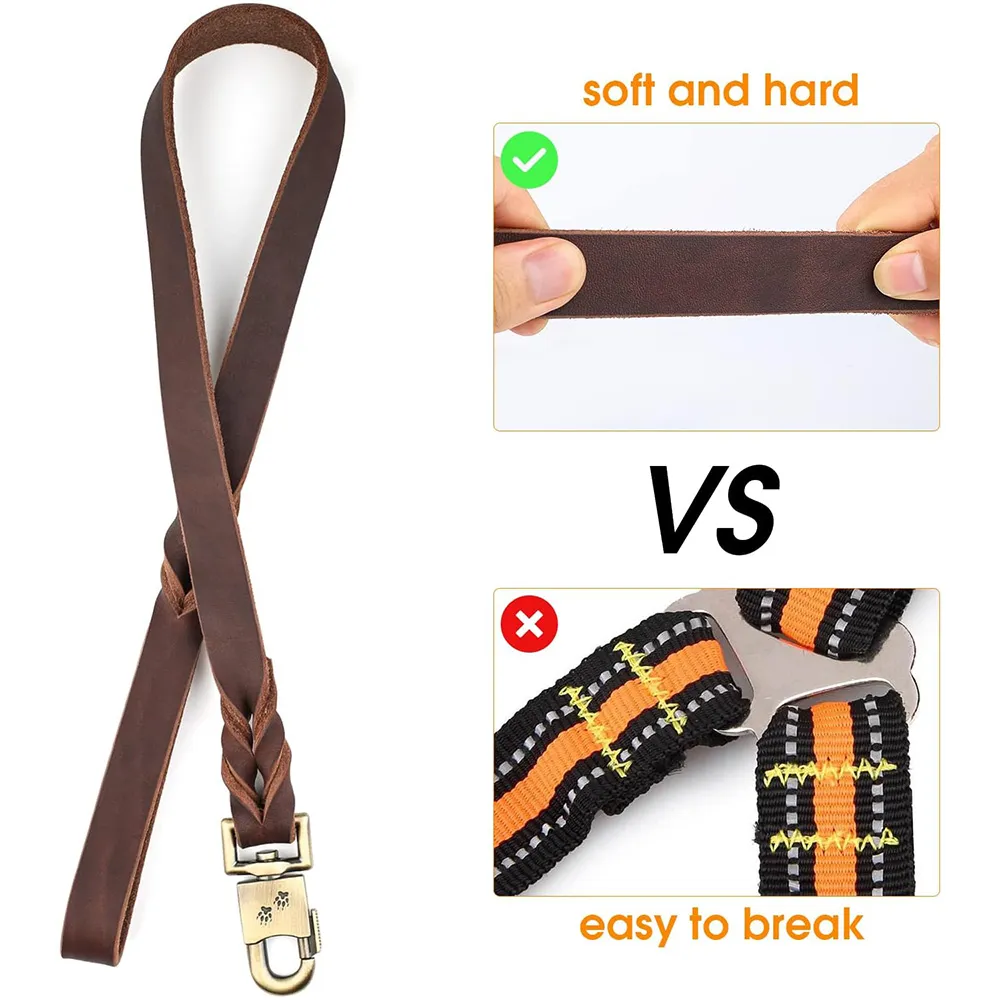 Leather Dog Leash 3/4/5 ft x 1 in Brown Braided Stitch for Medium and Large  Dogs from Dhgate Dog Leashes - price 26.83