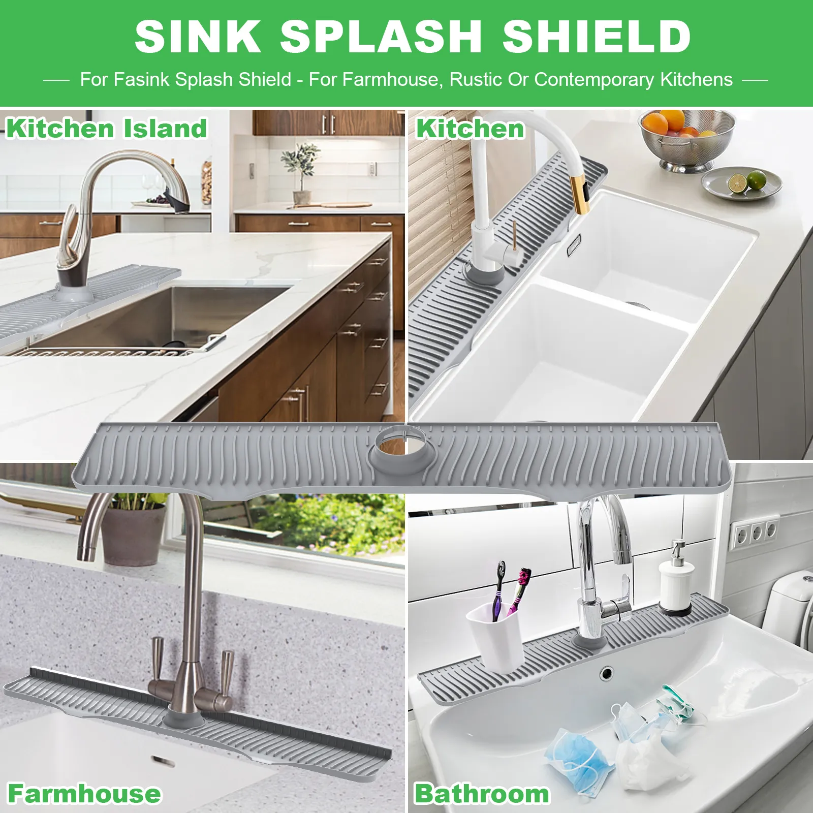 32 Silicone Sink Backsplash Guard Countertop Protector For Kitchen And ...