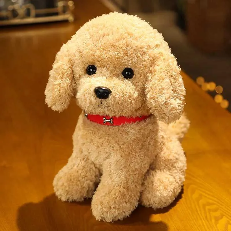 DHgate Ultra Realistic Plush Teddy Dog Lifelike Soft Toy for Childrens Joy Toys Gifts