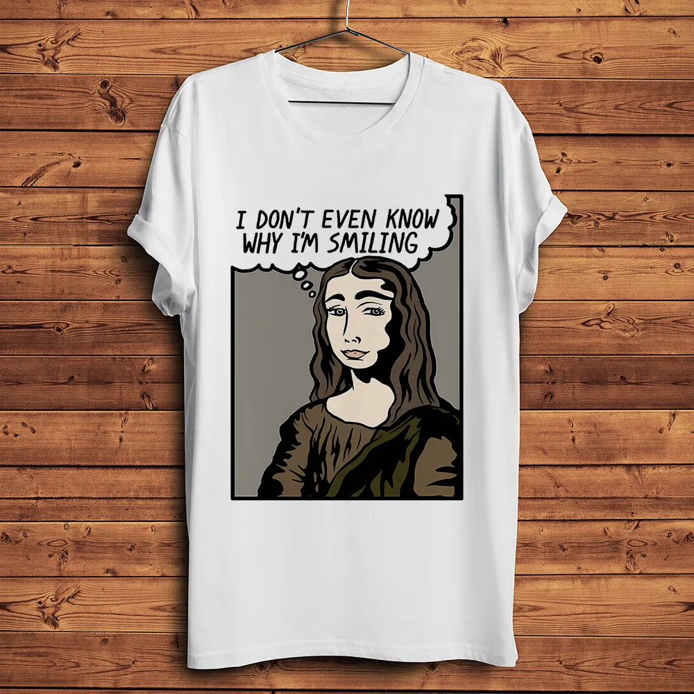 Mens Funny T Shirts Artistic Smile Graphic Tee, Short Sleeve O