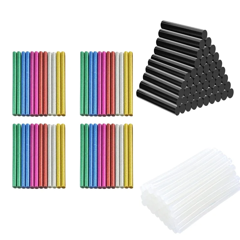 Colored Hot Glue Sticks Mini Hot Glue Sticks, 200 Pack Multi Colored Glue Gun Sticks, Hot Color Glue Sticks