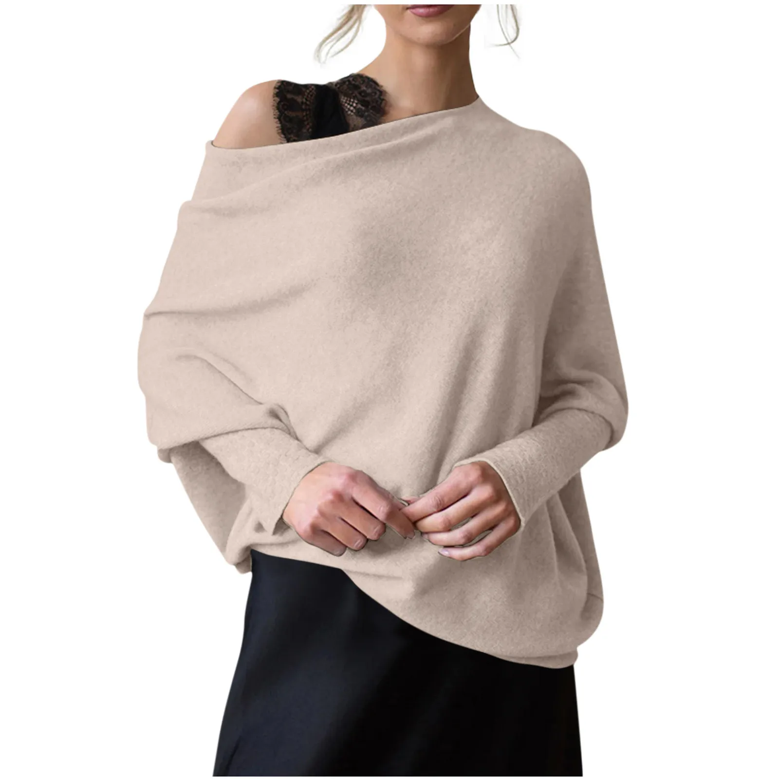 Off Shoulder Womens Long Sleeve Tunic Top For Fall Baggy Slouchy Pullover Batwing Sweater From Homepro17 18.89 DHgate.Com