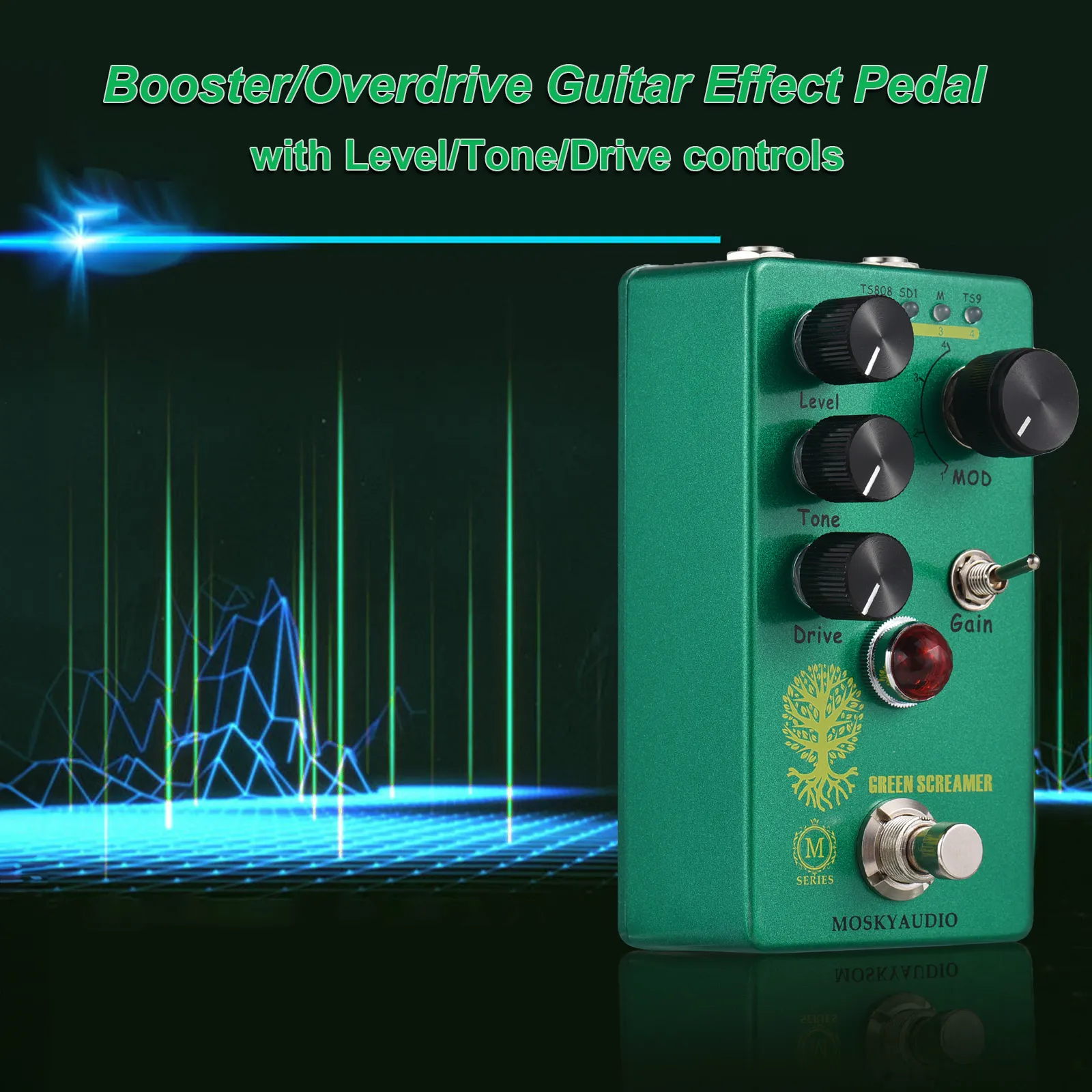 MOSKY Audio Booster Overdrive Guitar Effect Pedal with 4 Mode
