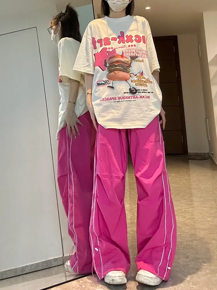 SHENHE Girls' Striped Cargo Sweatpants - Loose Fit Athletic Pants (Sizes 8-12