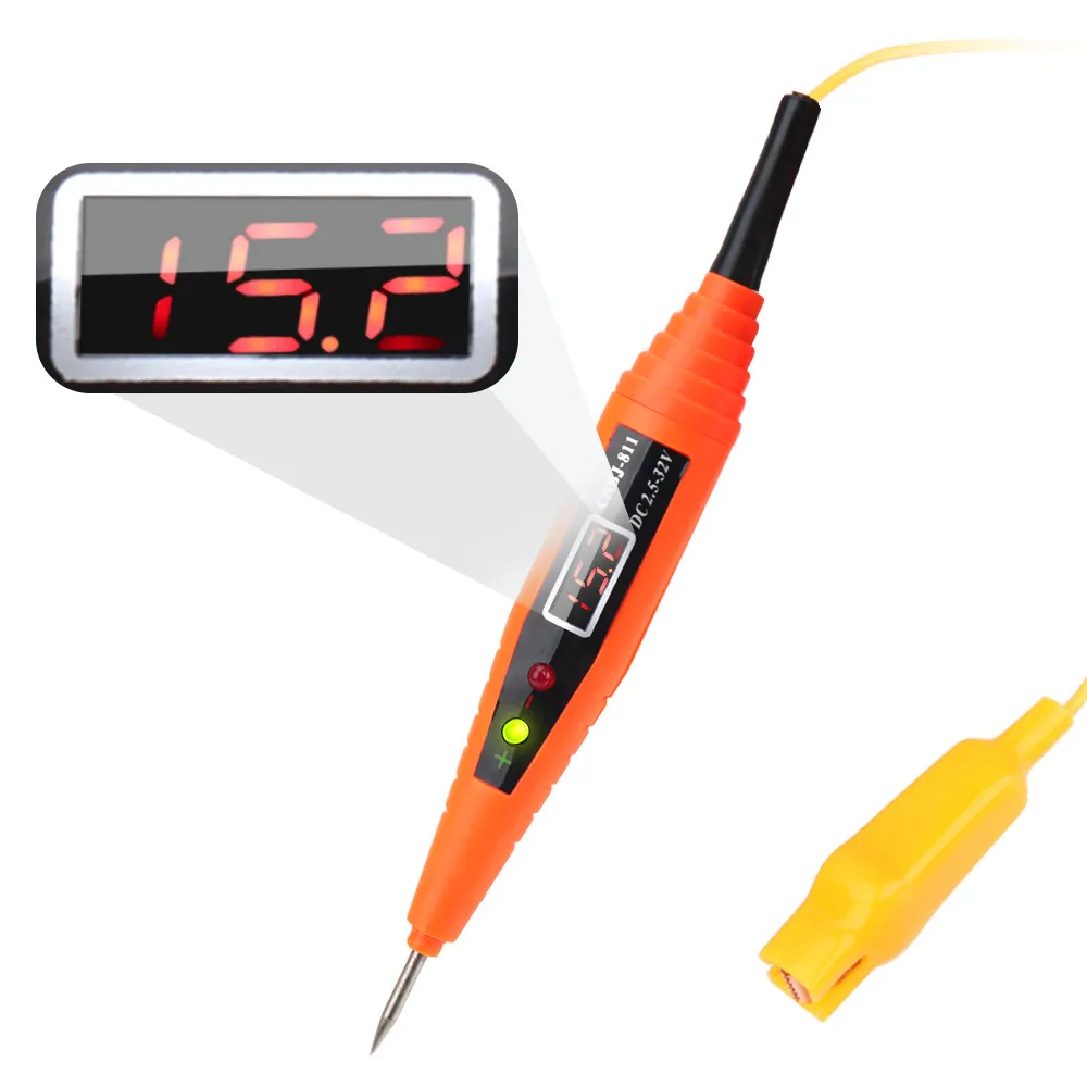 5-36V Digital LCD Voltage Test Pen Probe – 1.65m Spring Cable – Car Electrical Tester
