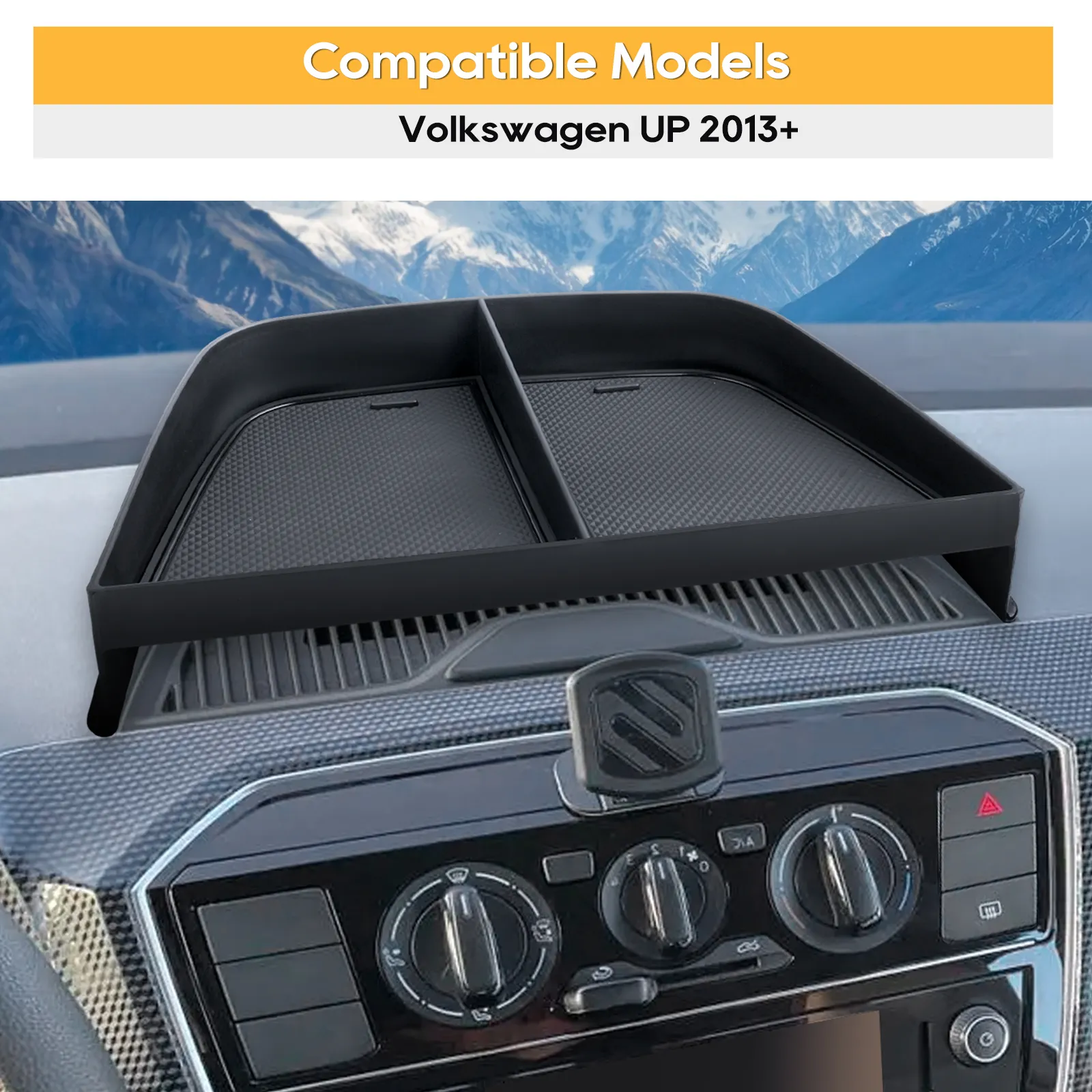 LFOTPP Center Console Dash Storage Box for VW Up Seat Mii Skoda Citigo 2013 2024 Auto Interior VW Up Accessories Black Flocking