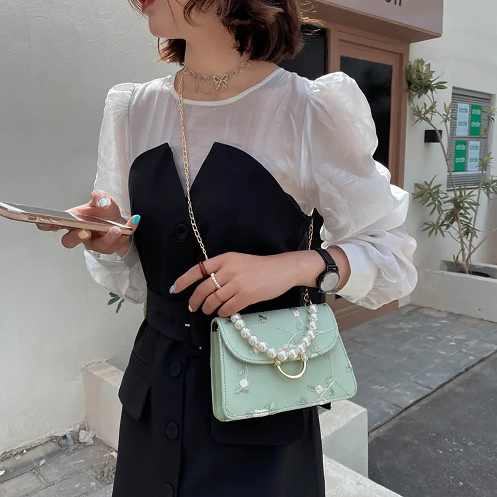 ハンドバッグ Pearl retoro bag DHgate.com:2024Retro Pearl Chain PU Handbag for Women