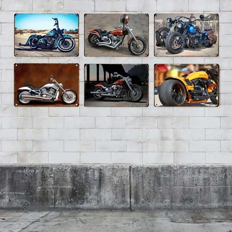 Vintage Metal Motorcycle Poster Sign - Retro Tin Painting