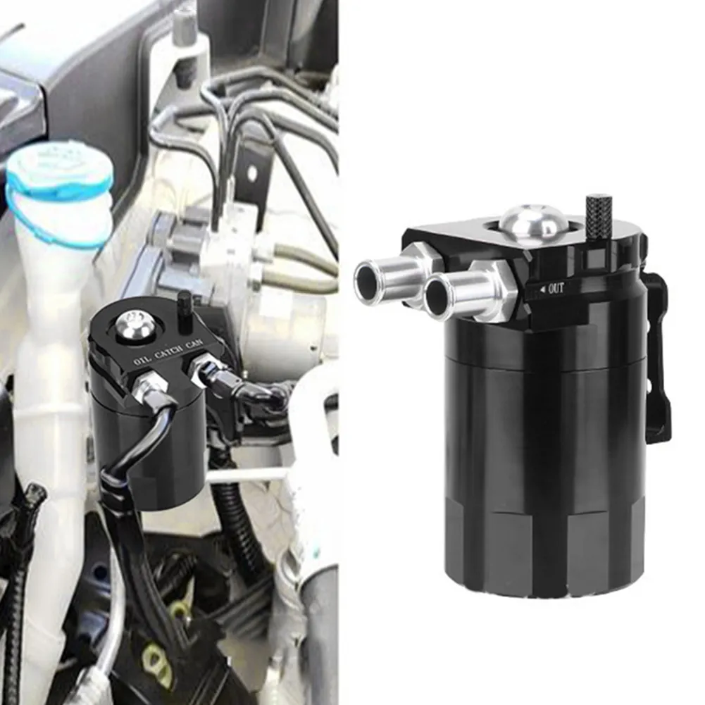aluminum Racing Engine Oil Catch Tank can Turbo Reservoir billet Round 400 ml nero