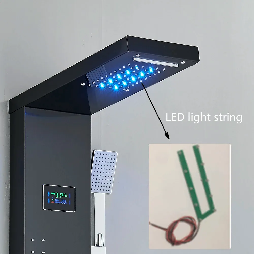 LED Light Shower Head LED Bathroom Shower Faucet Panel With Accessories ...