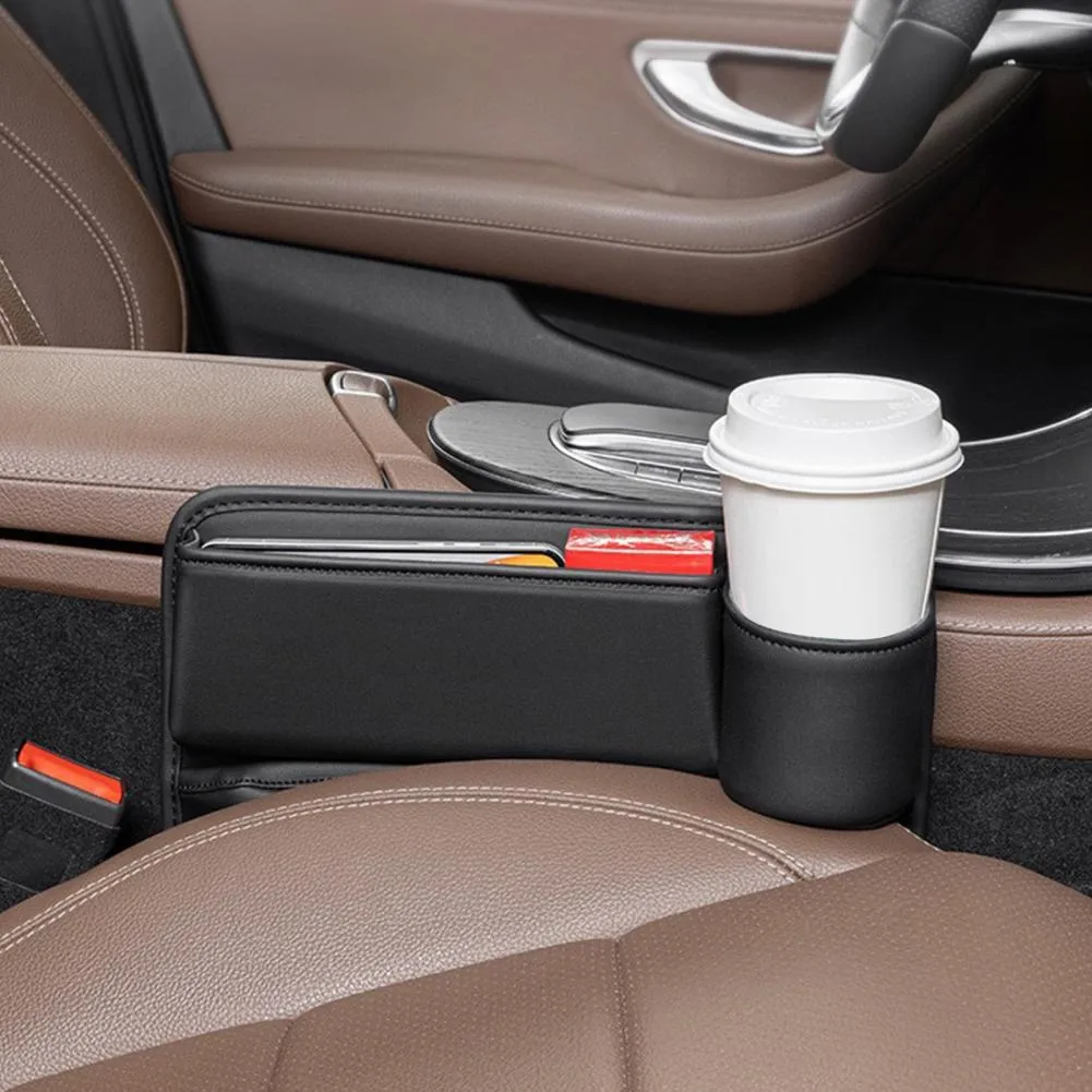 DHgate 2024Leather Car Seat Gap Filler Organizer Front Seat Crevice Side Storage Box Cup Holder Automobiles Motorcycles