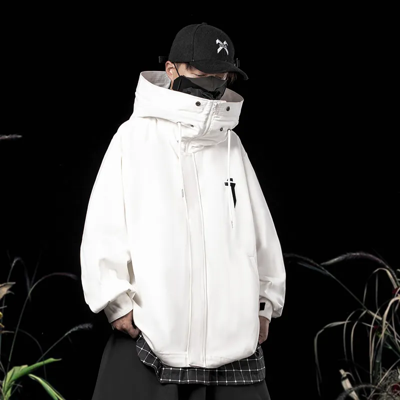 Dark Cyberpunk Windbreaker Hoodie: Oversized Hip-Hop