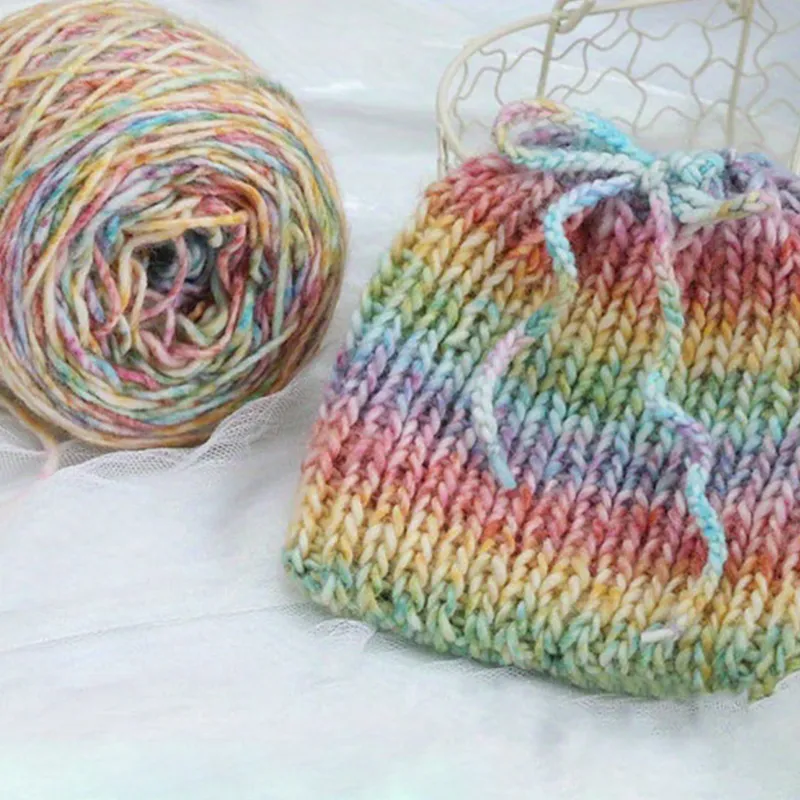 Sweater Rainbow Soft Yarn: Rainbow Segment Dyeing Wool Yarn For