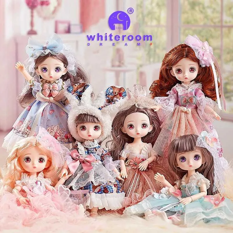 Kawaii 23cm Anime Face BJD Doll Princess Dress DIY Toy for Kids