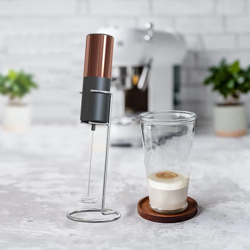 DHgate Electric Milk Frother Whisk Handheld Foamer for Cappuccino Stirrer Food Blender Bronze Gold Battery Operated 2 AA Batteries Not Included Household Appliances