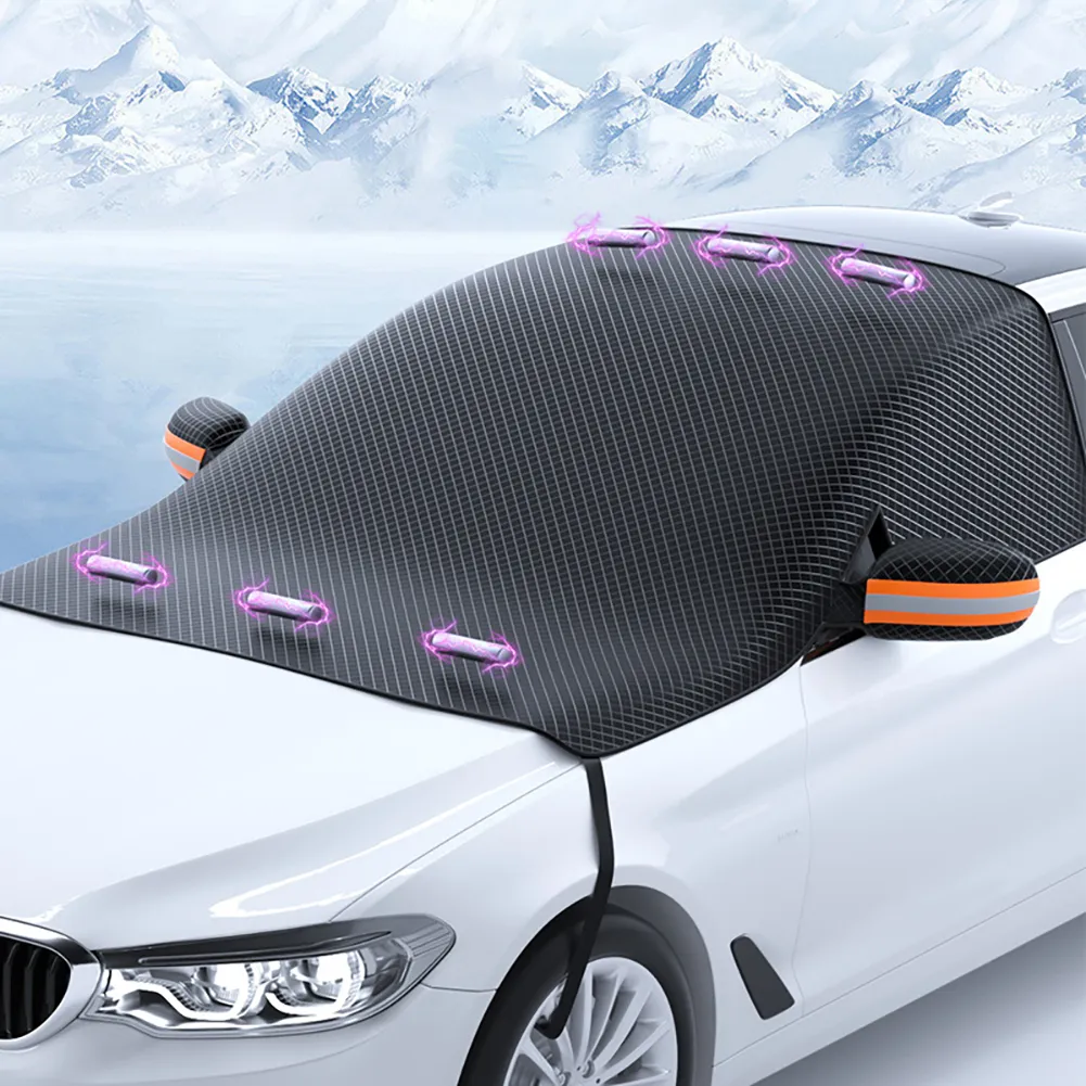 DHgate Magnetic Car Windshield Snow Cover Winter Frost Protector for Small Cars SUVs and Trucks Automobiles Motorcycles