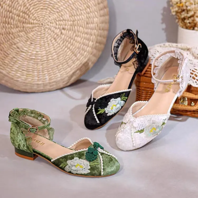 Chinese Style Luxury Women Shoes Vintage Embroidered Green Lace Up Mary Jane Shoes From Ddmybags 109.53 DHgate.Com