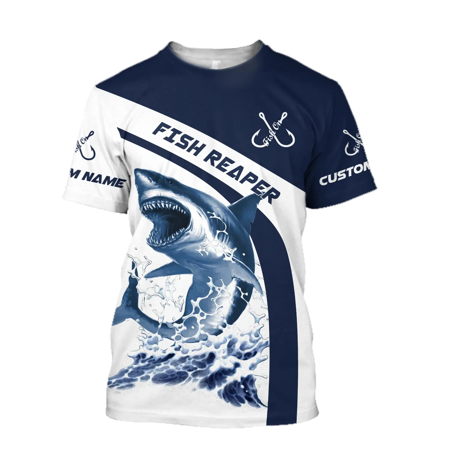 Unisex Shark Print O-Neck xxxl t shirts - Short Sleeve