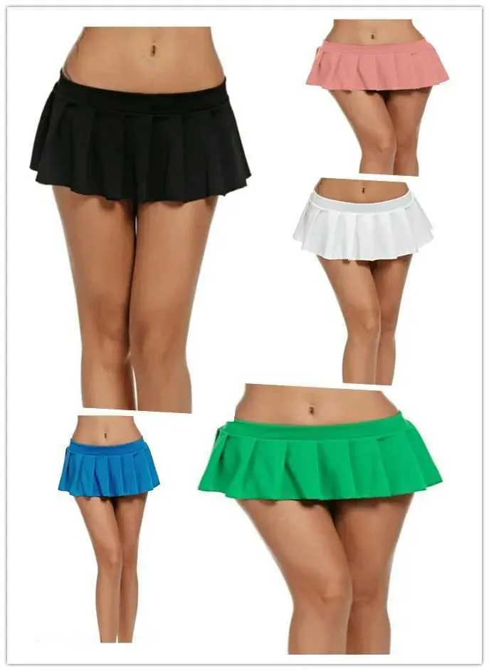 Sexy Candy Color Mini Pleated Skirt: Women's Micro Nightclub Party Clubwear