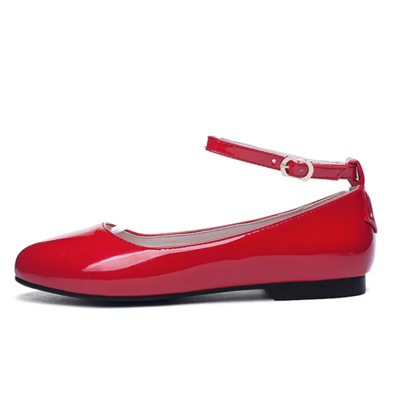 Red flats with ankle strap deals