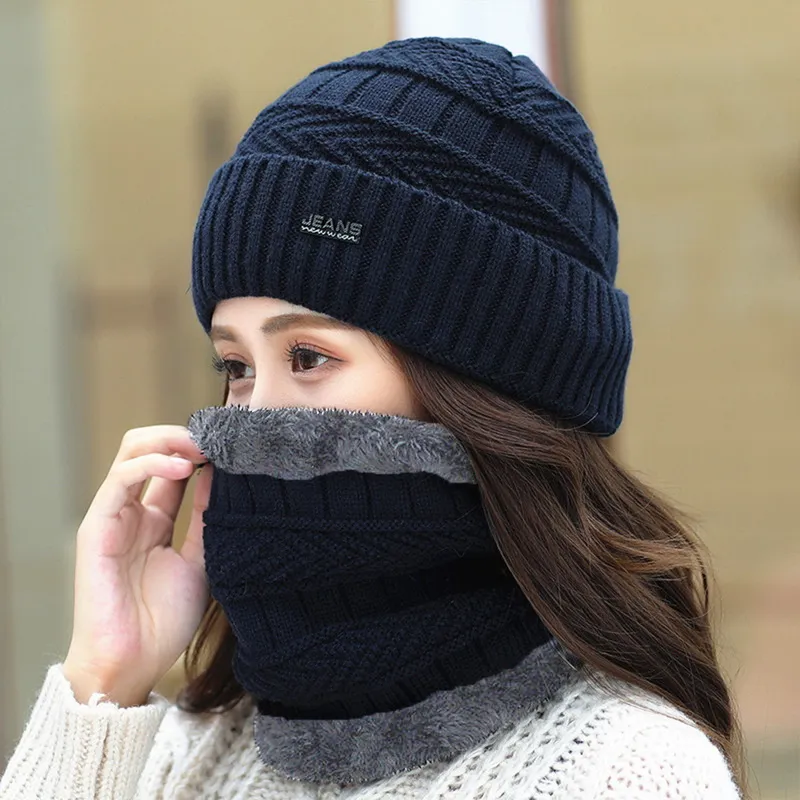 SENPUKI Womens Winter Knitted Beanie Hat 3PCS,Warm Knit