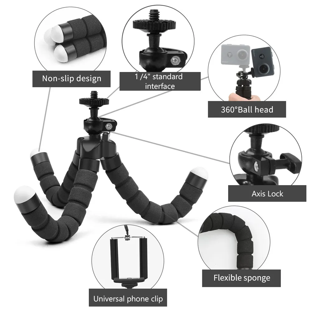 Camera Phone Tripods Portable Adjustable Stand With Mount Clip And ...