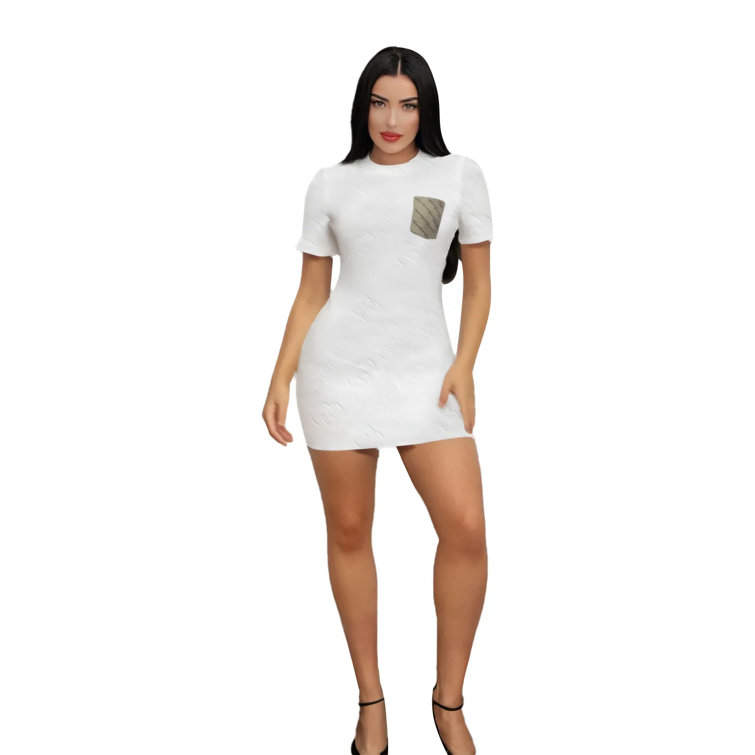 Summer White T Shirt Dresses Women Casual Crew Neck Slim Bodycon Mini Dress Free Ship From Design5825110 18.1 In Bulk DHgate.Com